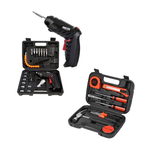 Power & Repair Kit Electric Screwdriver & 9-Piece Handy Tool Set
