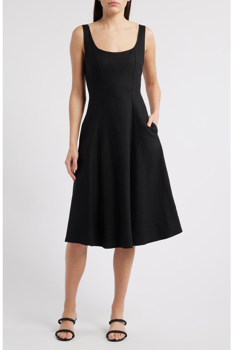 Sleeveless Fit & Flare Dress, Main, color, BLACK