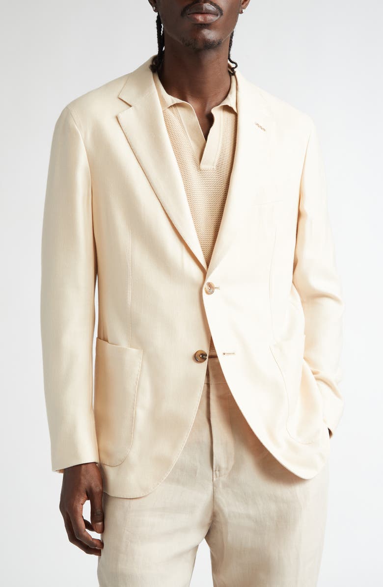 ZEGNA Couture Cashmere, Silk & Linen Sport Coat, Main, color, Light Beige