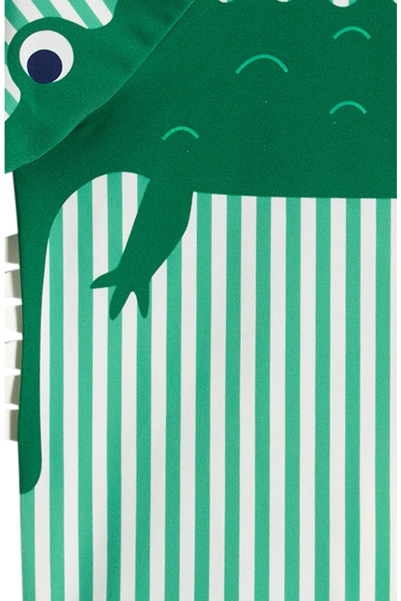 Stripe Long Sleeve Two-Piece Rashguard Swimsuit, Alternate, color, GREEN CROC