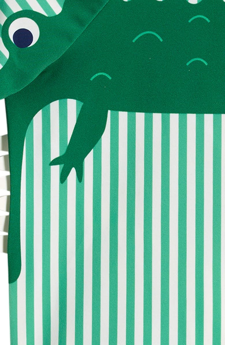Boden Stripe Long Sleeve Two-Piece Rashguard Swimsuit, Alternate, color, Green Croc