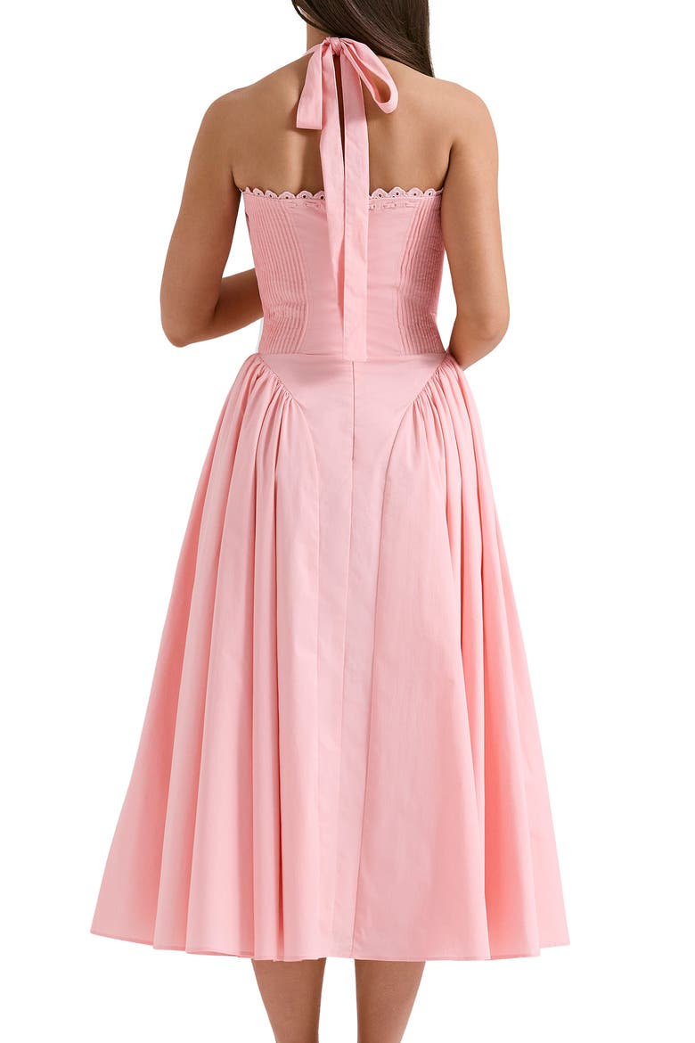 Adabella Floral Pleated Halter Sundress, Alternate, color, PINK FLARED