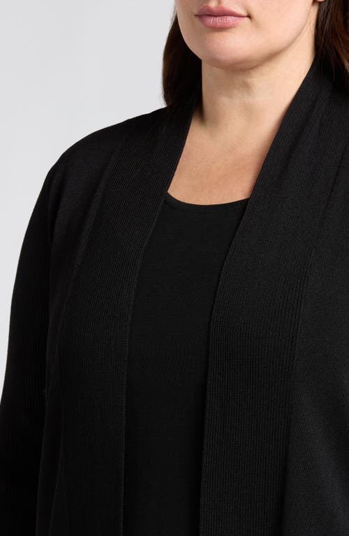 Anne Klein Sonoma Rib Trim Cardigan In Anne Black