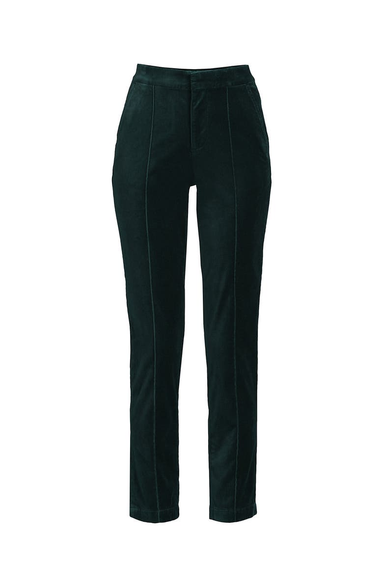 Lands' End Velvet High Rise Pintuck Pencil Ankle Pants, Alternate, color, Deep Balsam