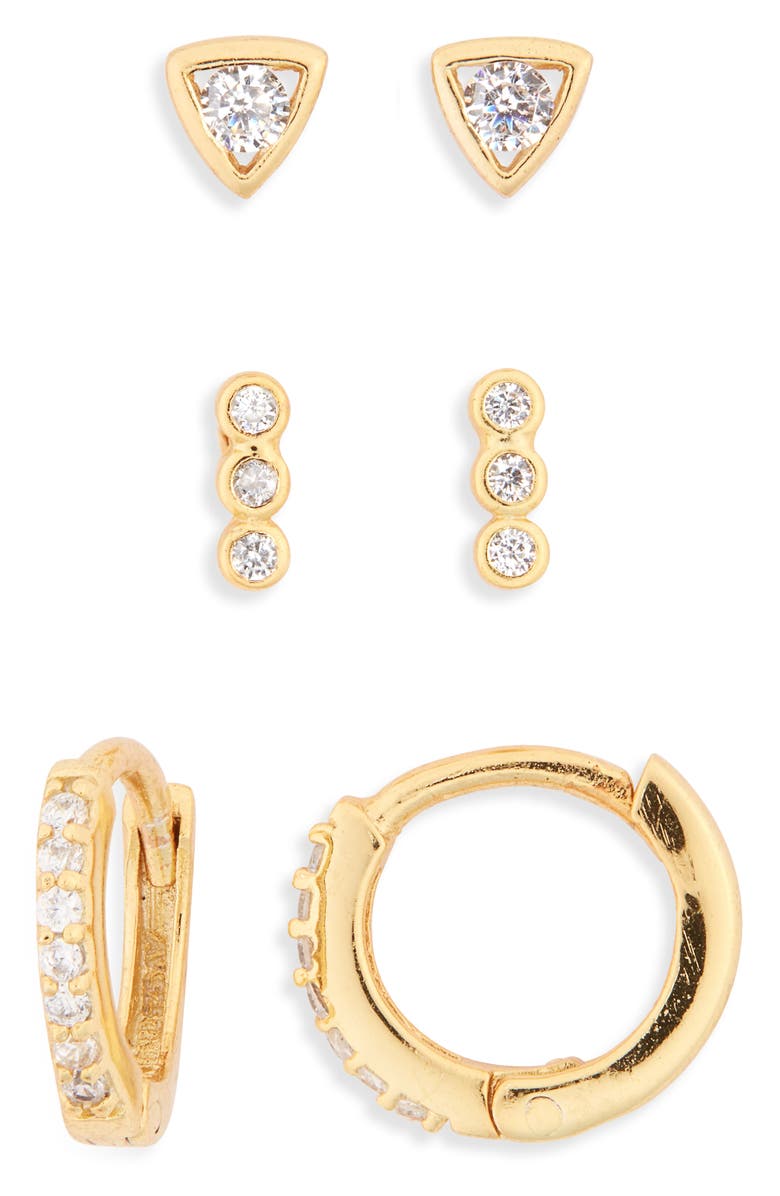 Argento Vivo Sterling Silver Ear Party Set of 3 Cubic Zirconia Earrings, Main, color, 