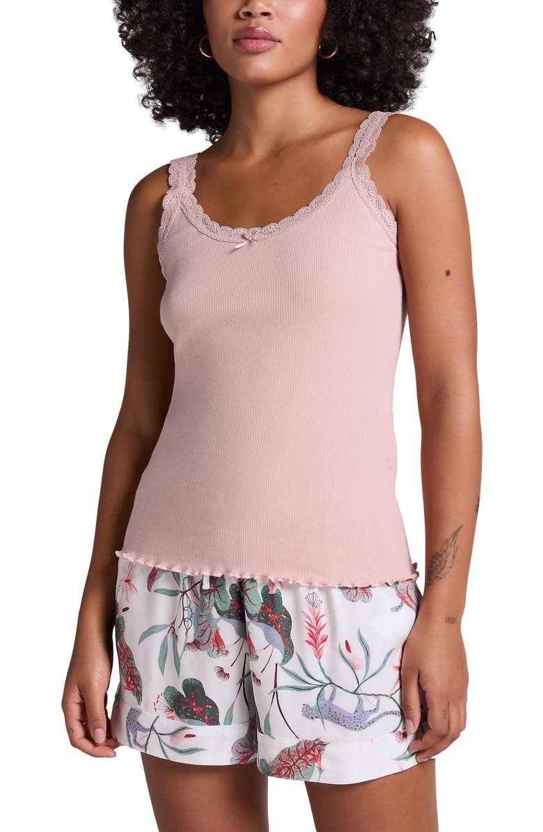 Hunkemöller Rib Lace Cami, Alternate, color, Pale Mauve