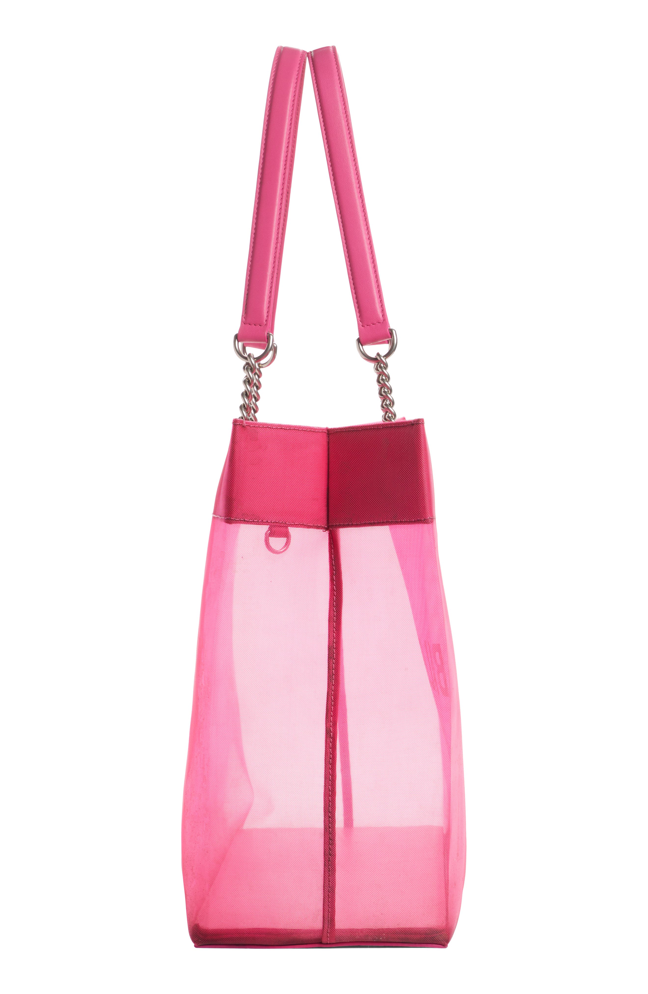 Large Duty Free Mesh Tote, Alternate, color, FUCHSIA/ L WHITE