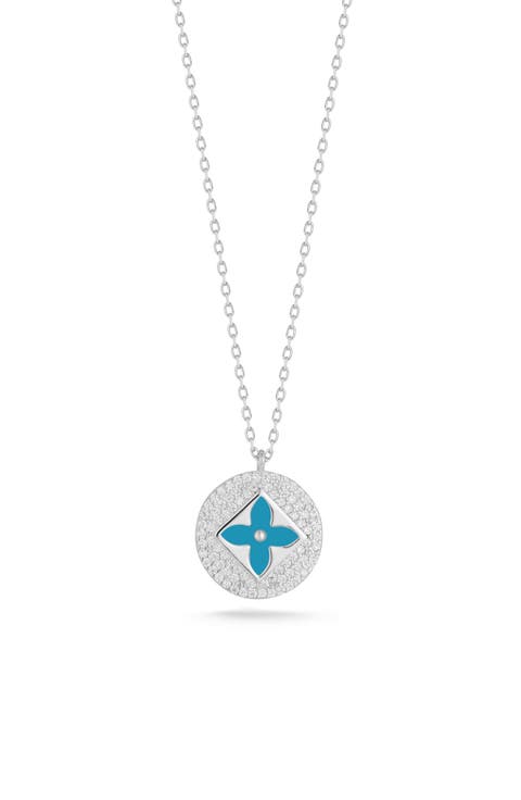 Clover Enamel Cubic Zirconia Pendant Necklace