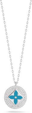 SPHERA MILANO Clover Enamel Cubic Zirconia Pendant Necklace