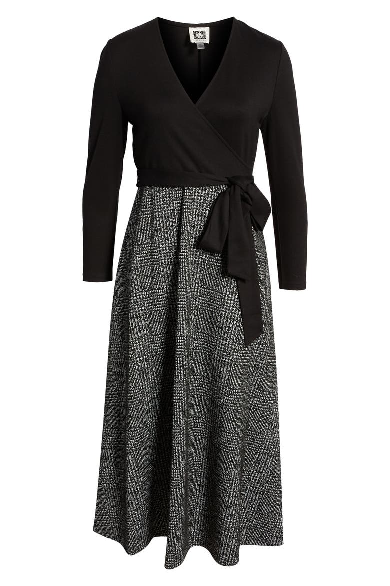 Serenity Glen Plaid A-Line Midi Dress, Alternate, color, ANNE BLACK/ ANNE WHITE