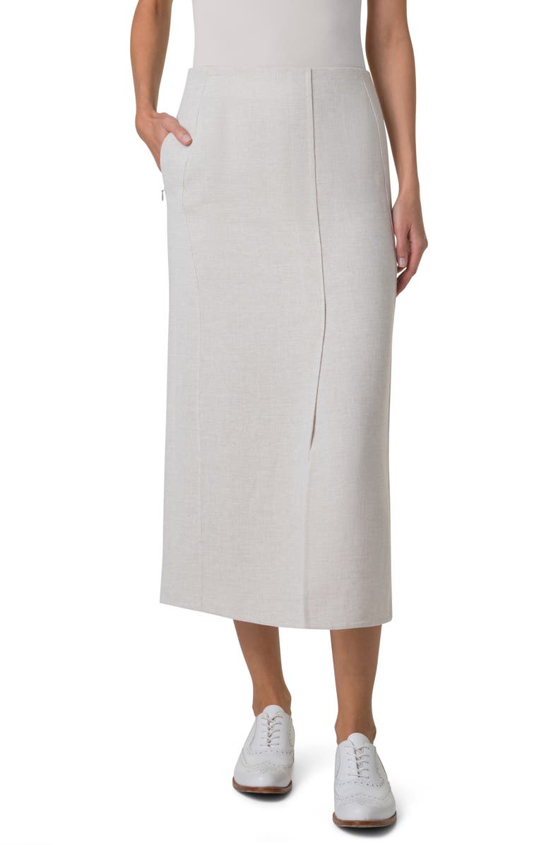 Akris Double Face Linen Blend Pencil Skirt, Main, color, Greige