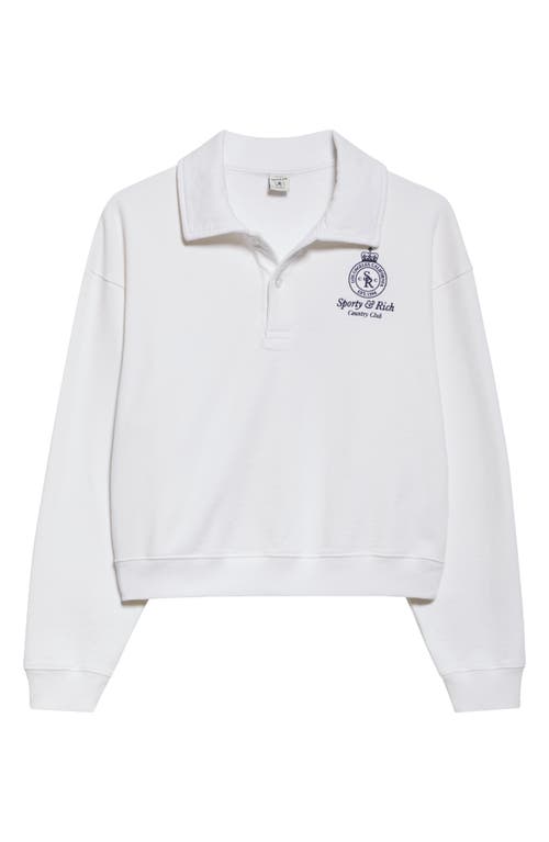 Sporty And Rich Womens White Crown Country Cropped Cotton-jersey Polo Sweatshirt Xs In White