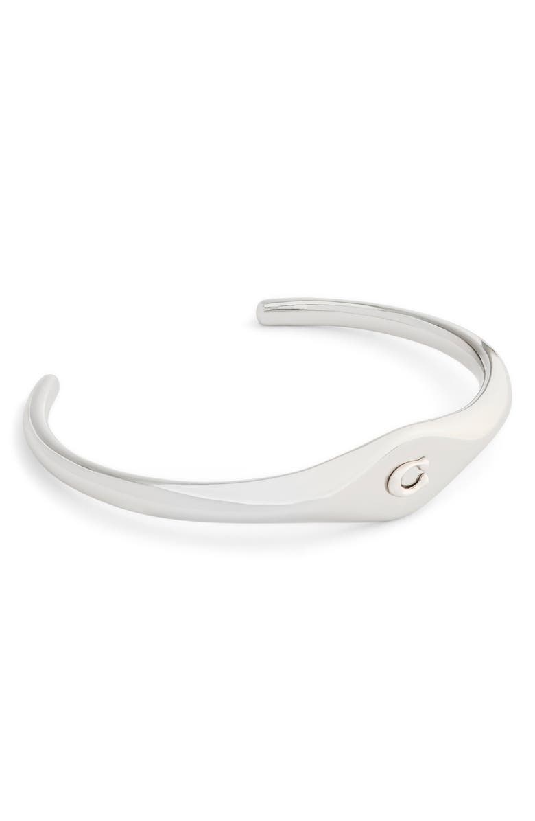 COACH Signet C Cuff Bracelet, Main, color, Rhodium