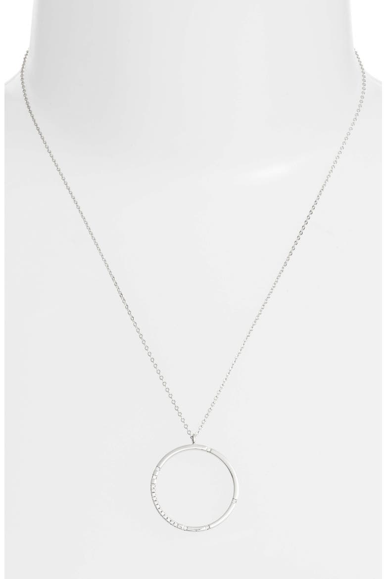 Scatter Pavé Open Circle Pendant Necklace, Alternate, color, CLEAR- SILVER