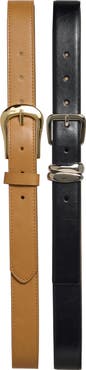 Steve Madden Set of 2 Faux Leather Belts