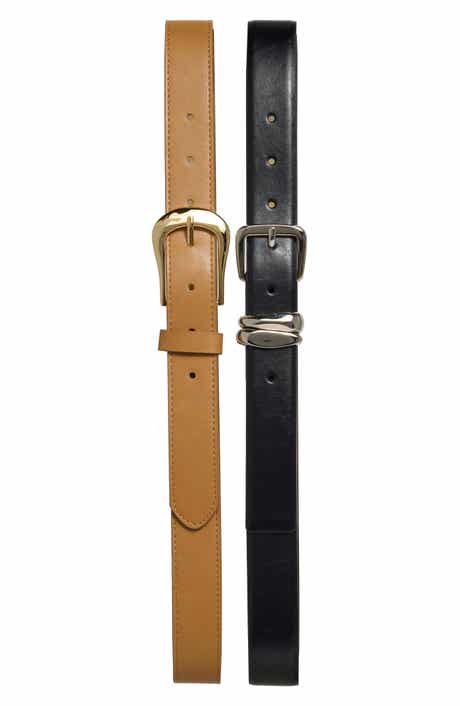 Set of 2 Faux Leather Belts