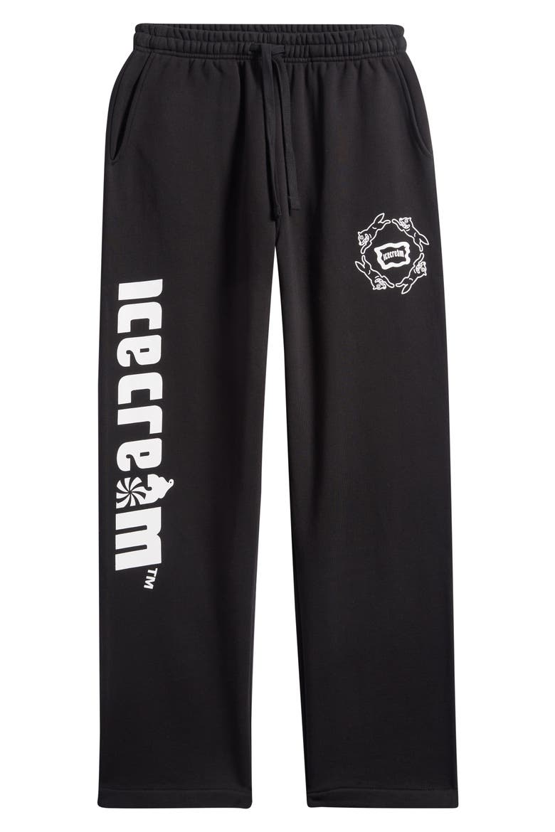 Vertical Logo Cotton French Terry Graphic Sweatpants, Alternate, color, BLACK