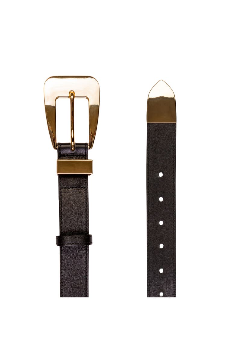 BLACK SUEDE STUDIO Rhode Belt, Alternate, color, Black Leather / Gold