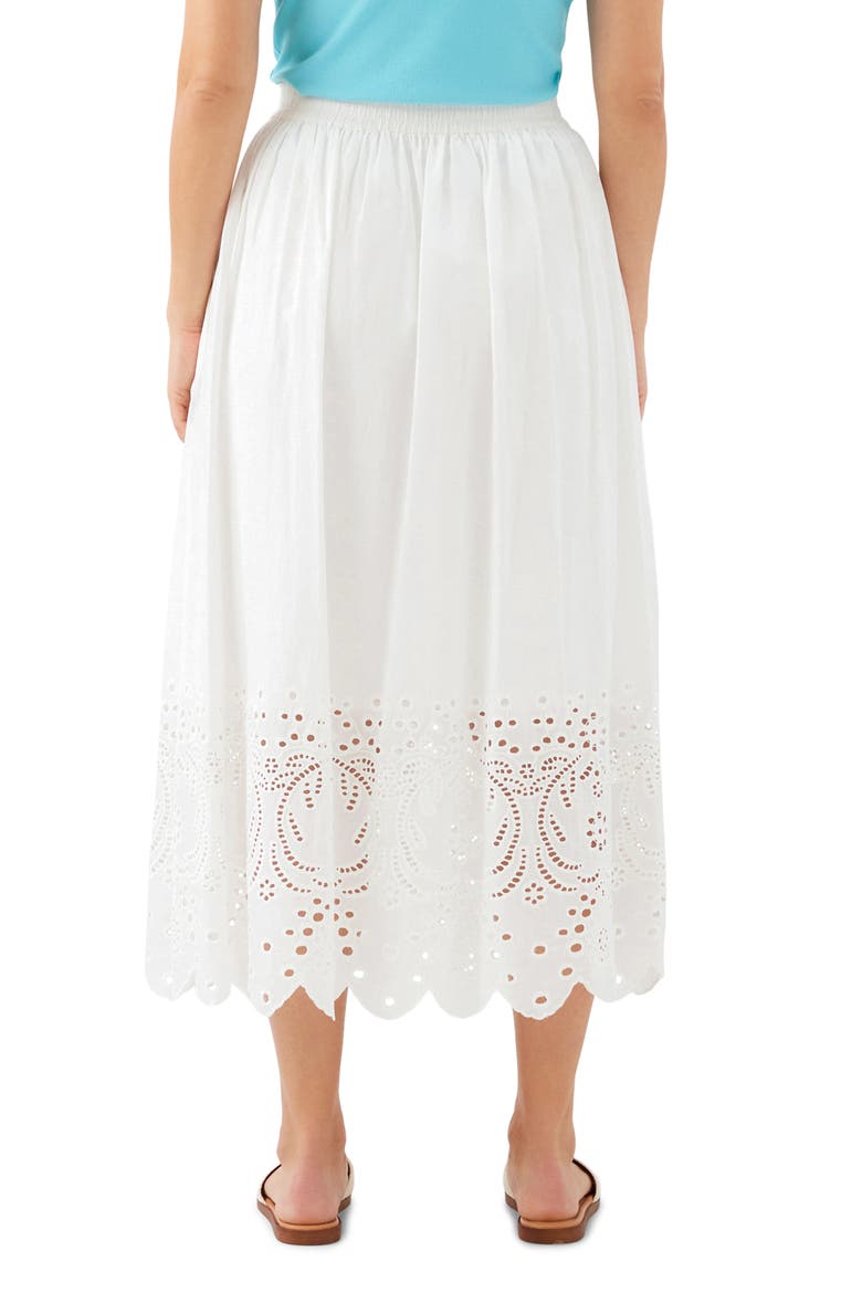 Embroidered Eyelet Cotton Midi Skirt, Alternate, color, OFF WHITE