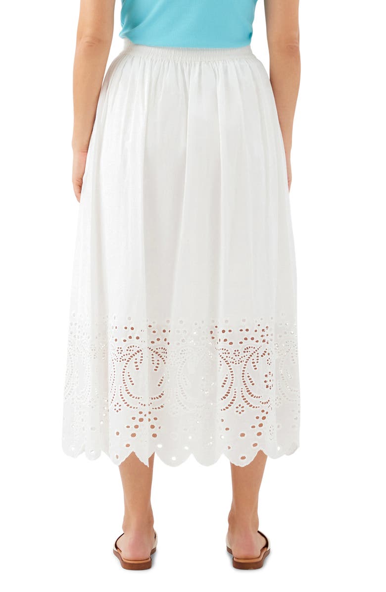 Karen Kane Embroidered Eyelet Cotton Midi Skirt, Alternate, color, Off White