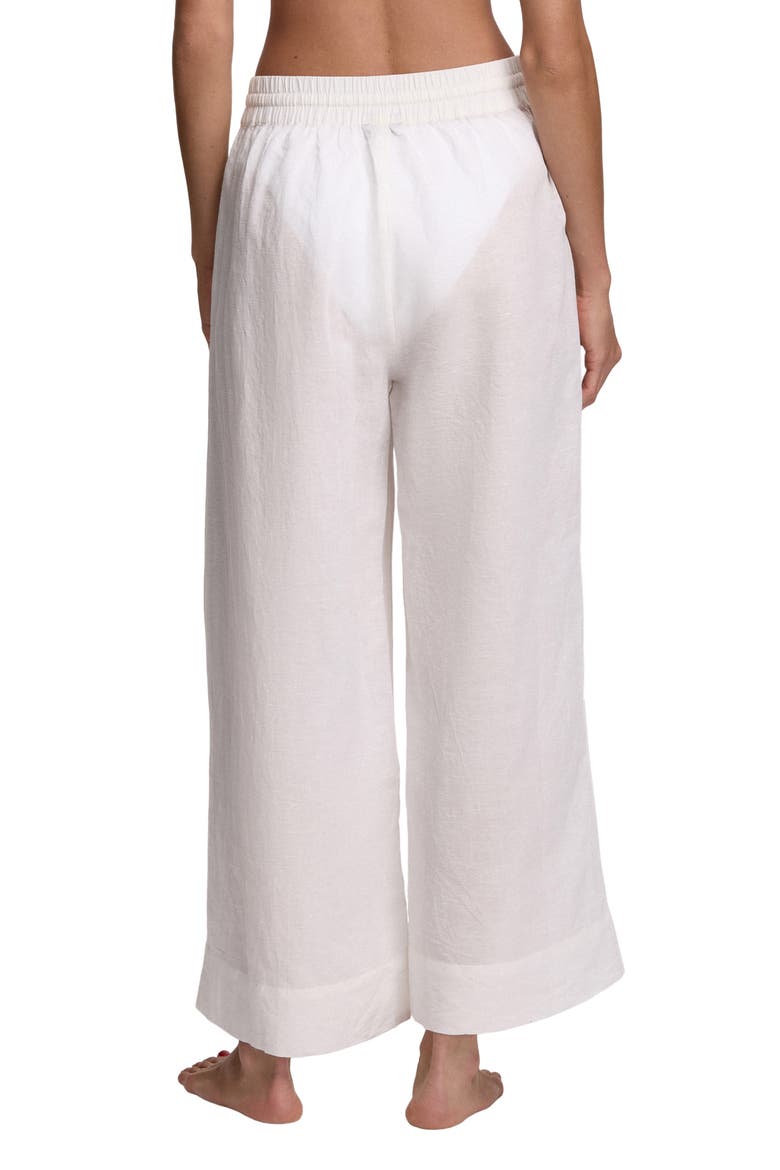 Wide Leg Linen & Cotton Cover-Up Drawstring Pants, Alternate, color, CREAM WHT
