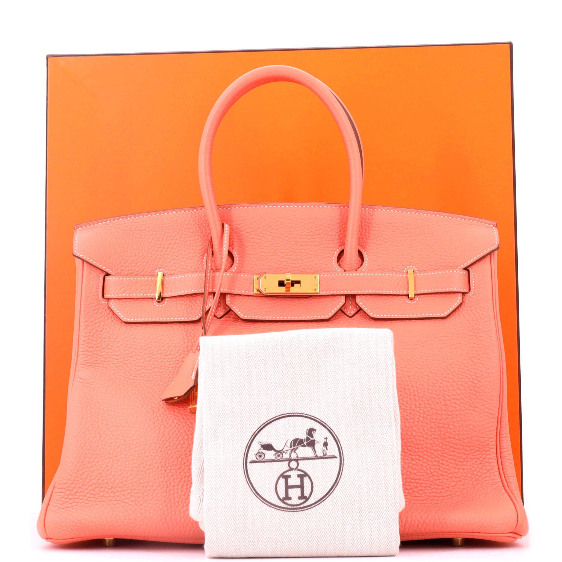 Birkin Handbag Pink Clemence with Gold Hardware 35, Alternate, color, Orange