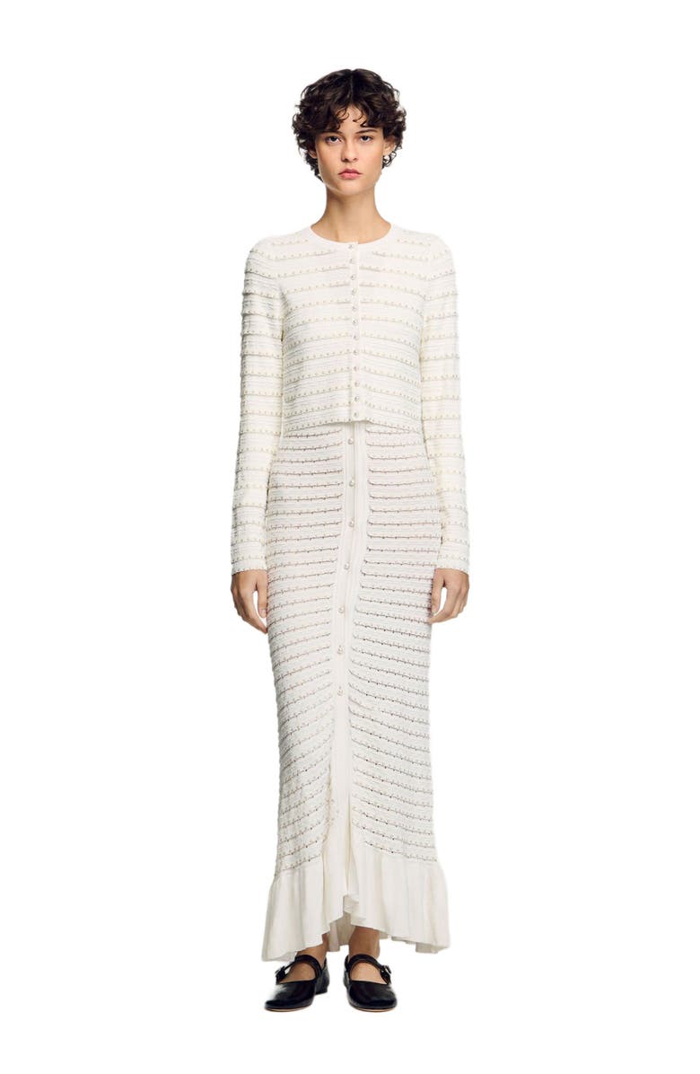 SANDRO Cropped cardigan with pearl buttons, Main, color, 