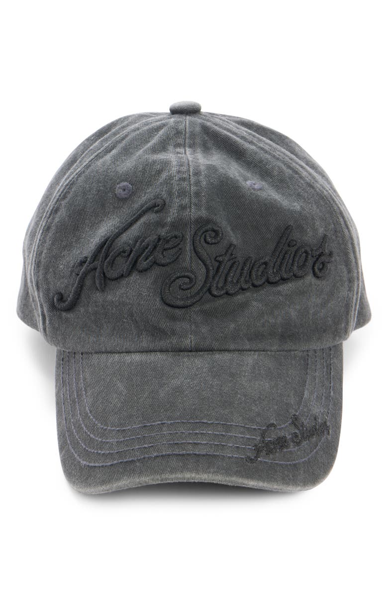 Acne Studios Tourist Logo Embroidered Cotton Twill Baseball Cap, Alternate, color, Faded Black