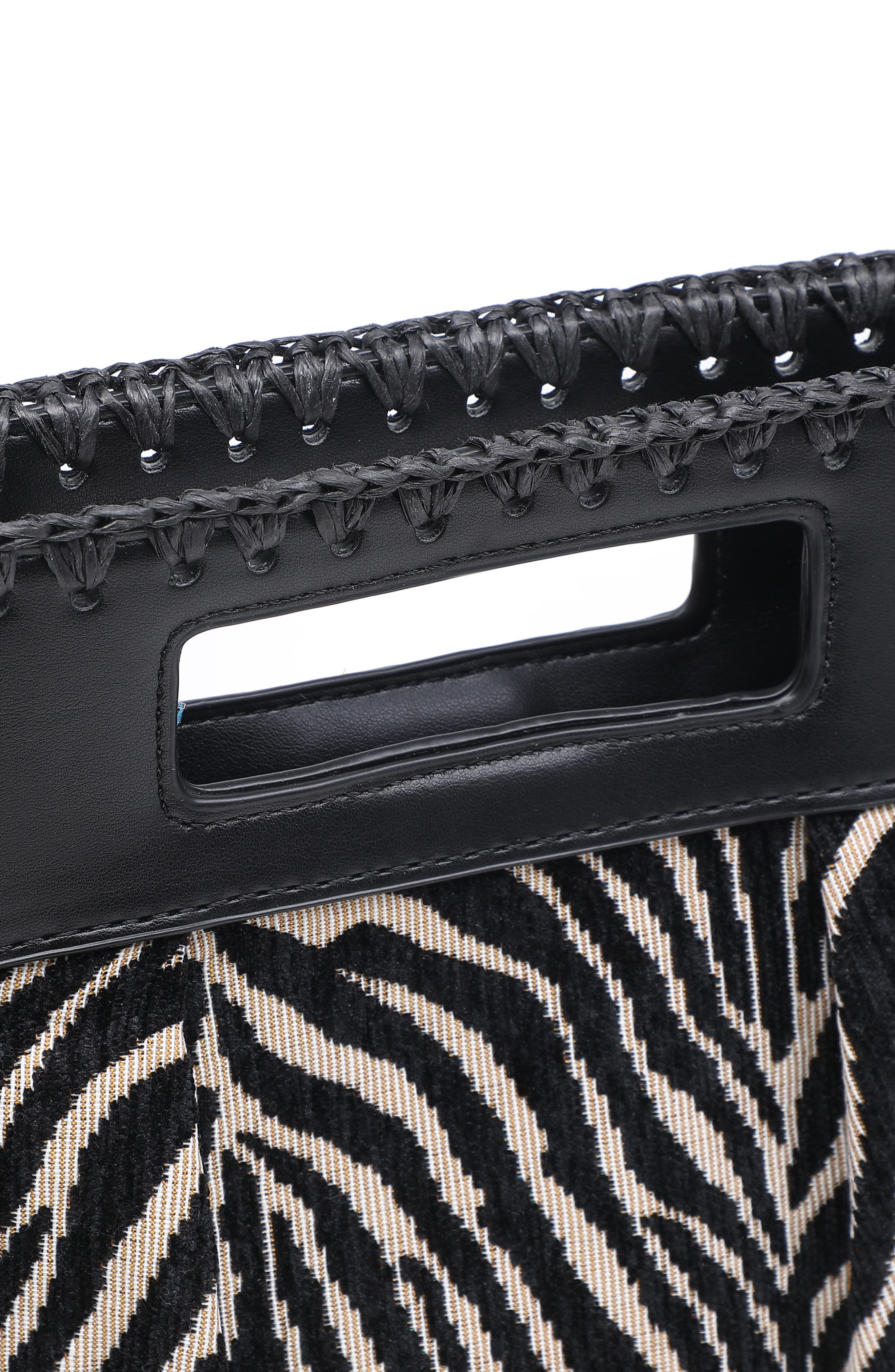 MODA LUXE Zebra Jacquard Clutch, Alternate, color, Ivory Black