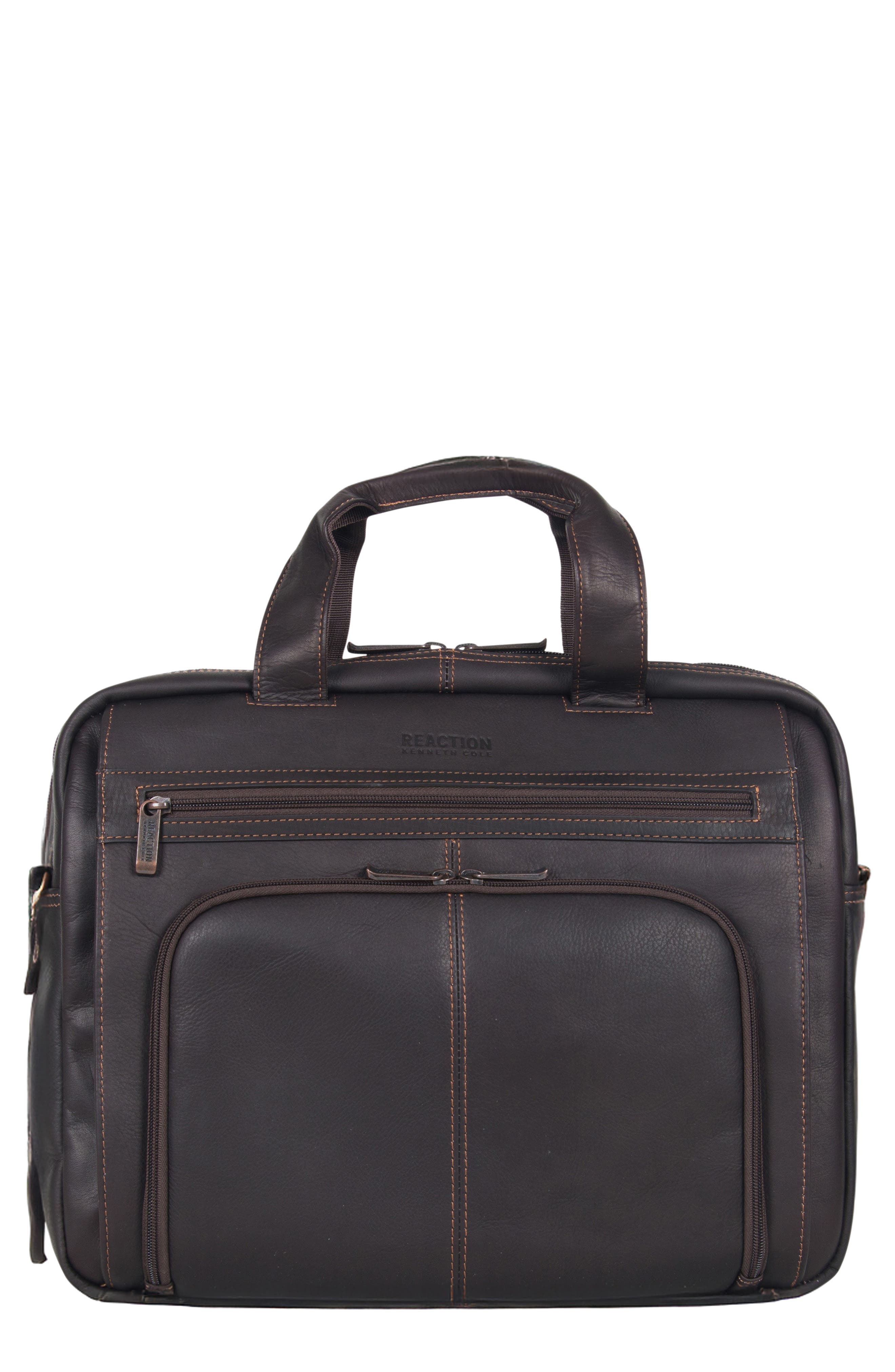 Leather Briefcase, Main, color, BROWN