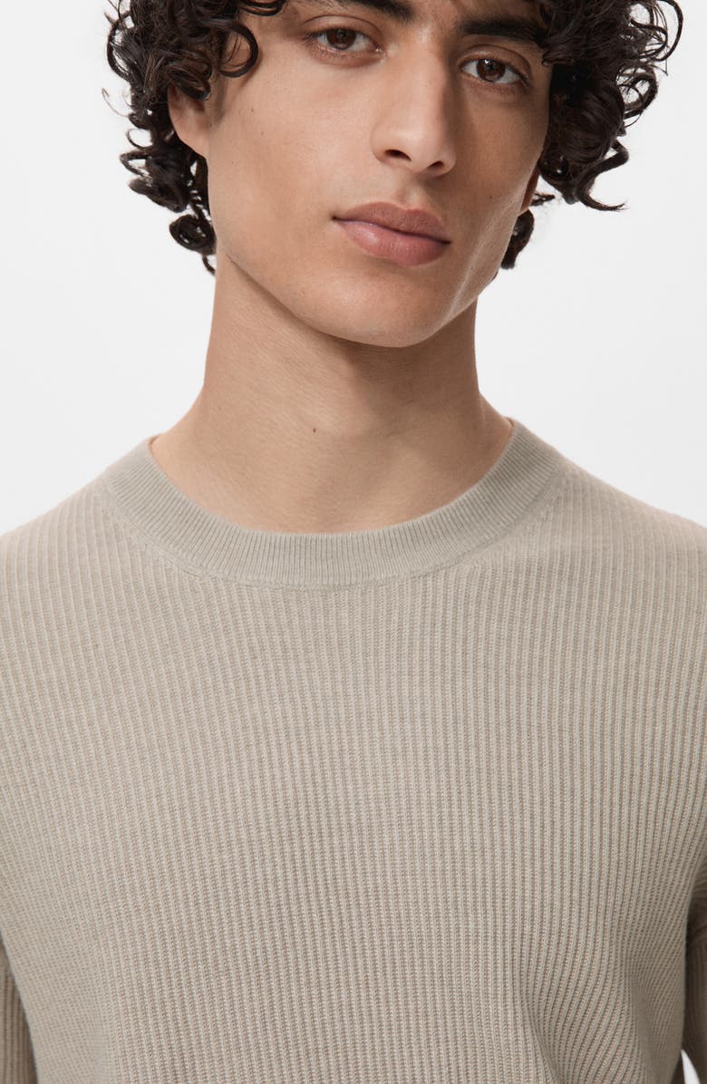 MANGO Regular Fit Crewneck Rib Sweater, Alternate, color, Beige