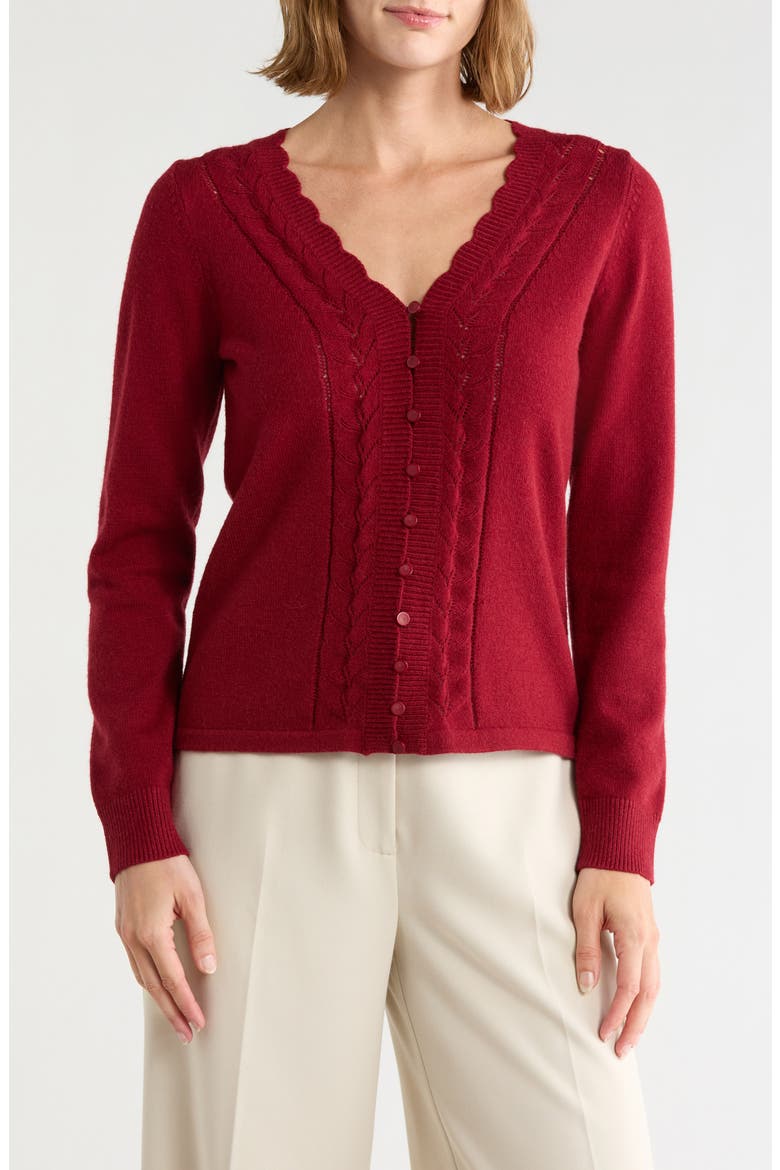 Drop V-Neck Cardigan, Main, color, RED CURRANT
