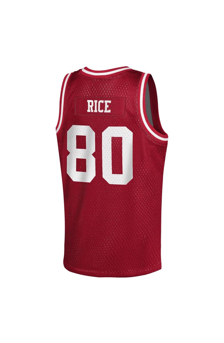 Mitchell & Ness Youth Mitchell & Ness Jerry Rice Scarlet San Francisco 49ers Retired Player NFL Basketball Fashion Jersey, Alternate, color, Scarlet