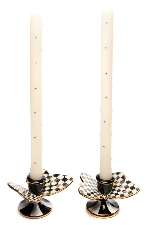 Mackenzie-childs Mackenzie Childs Courtly Check Set Of 2 Butterfly Candleholders