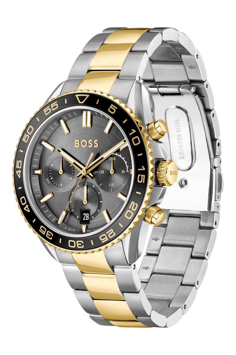 Runner Chronograph Bracelet Watch, 45mm, Alternate, color, GRAY/BLACK