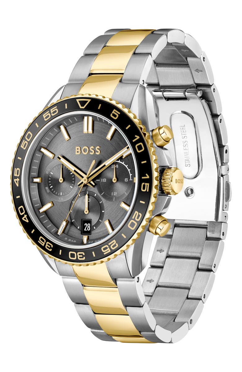 BOSS Runner Chronograph Bracelet Watch, 45mm, Alternate, color, Gray/Black