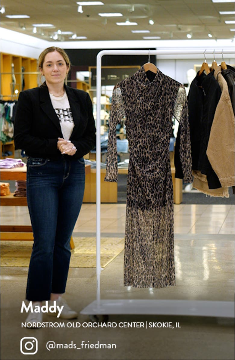 Tia Leopard Print Semisheer Long Sleeve Dress, sales video thumbnail