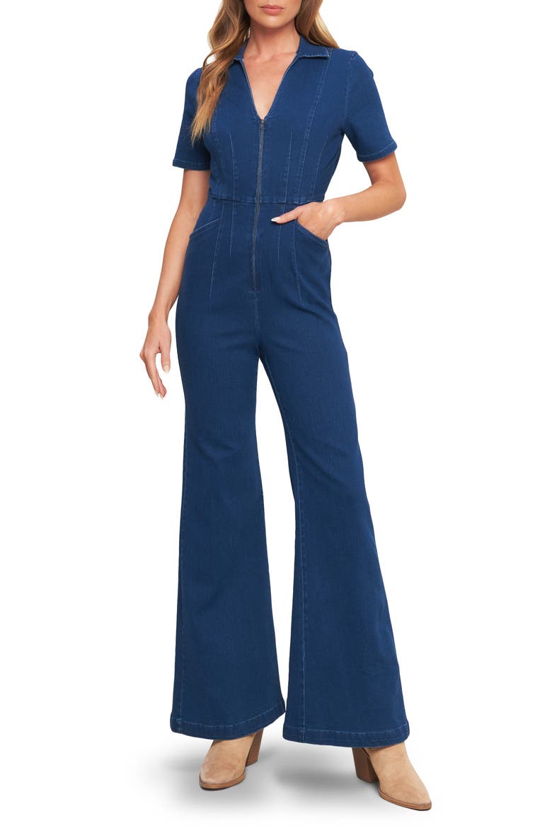 Wide Leg Denim Jumpsuit, Main, color, MEDIUM INDIGO