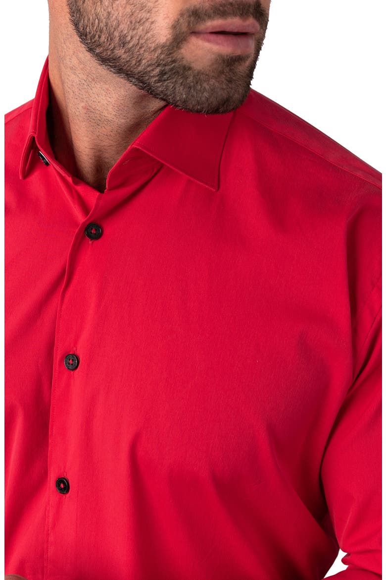 Fibonacci Joyce Red Regular Fit Solid Button-Up Shirt, Alternate, color, RED