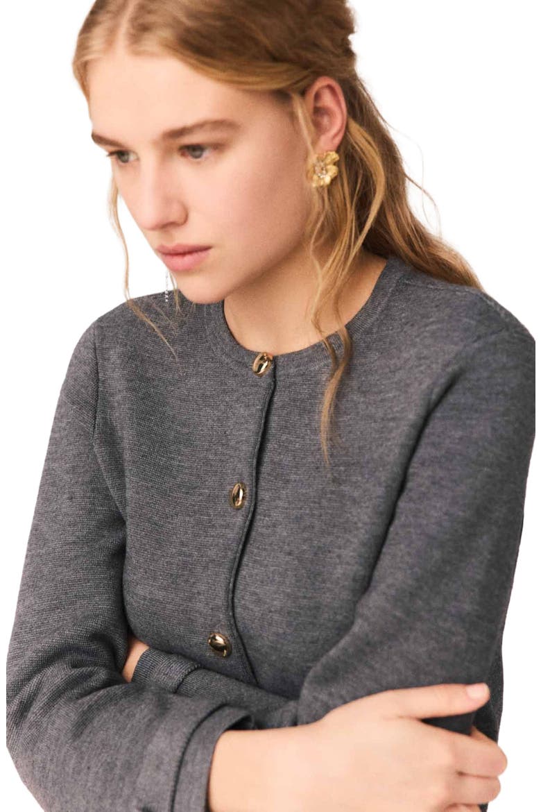 Removable striped collar cardigan, Alternate, color, Light grey