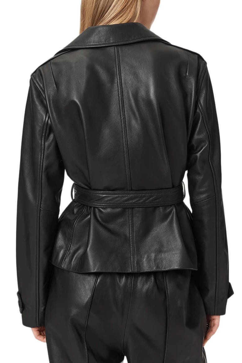 Okena Cropped Leather Jacket, Alternate, color, BLACK