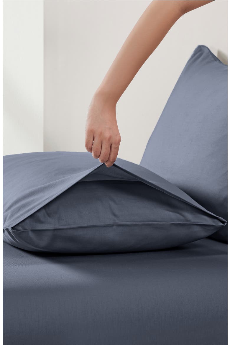 Signature Comfort 100% Egyptian Cotton Breatheable Percale Sheet Set, Alternate, color, Mineral Blue Grey Tone