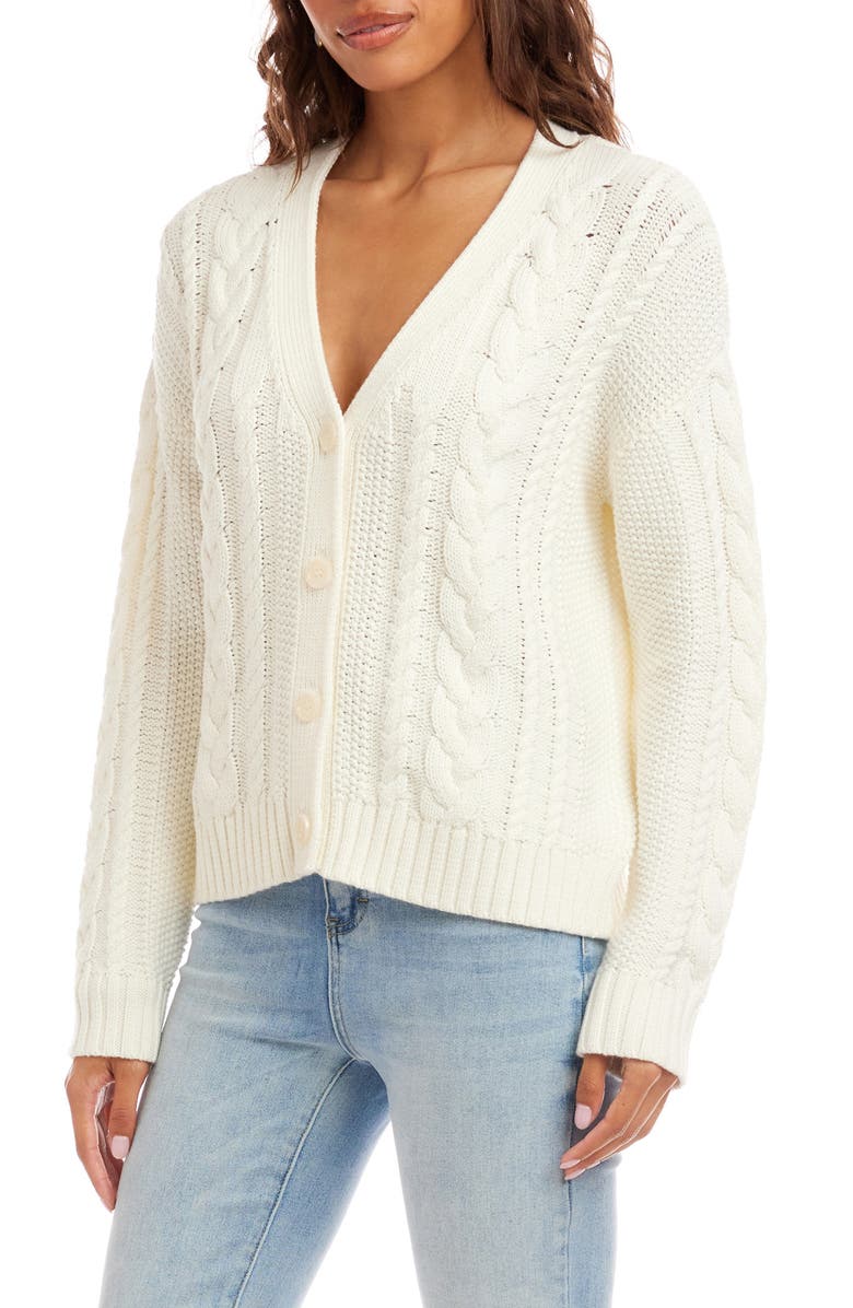 Karen Kane Cable Stitch Cardigan, Alternate, color, Cream
