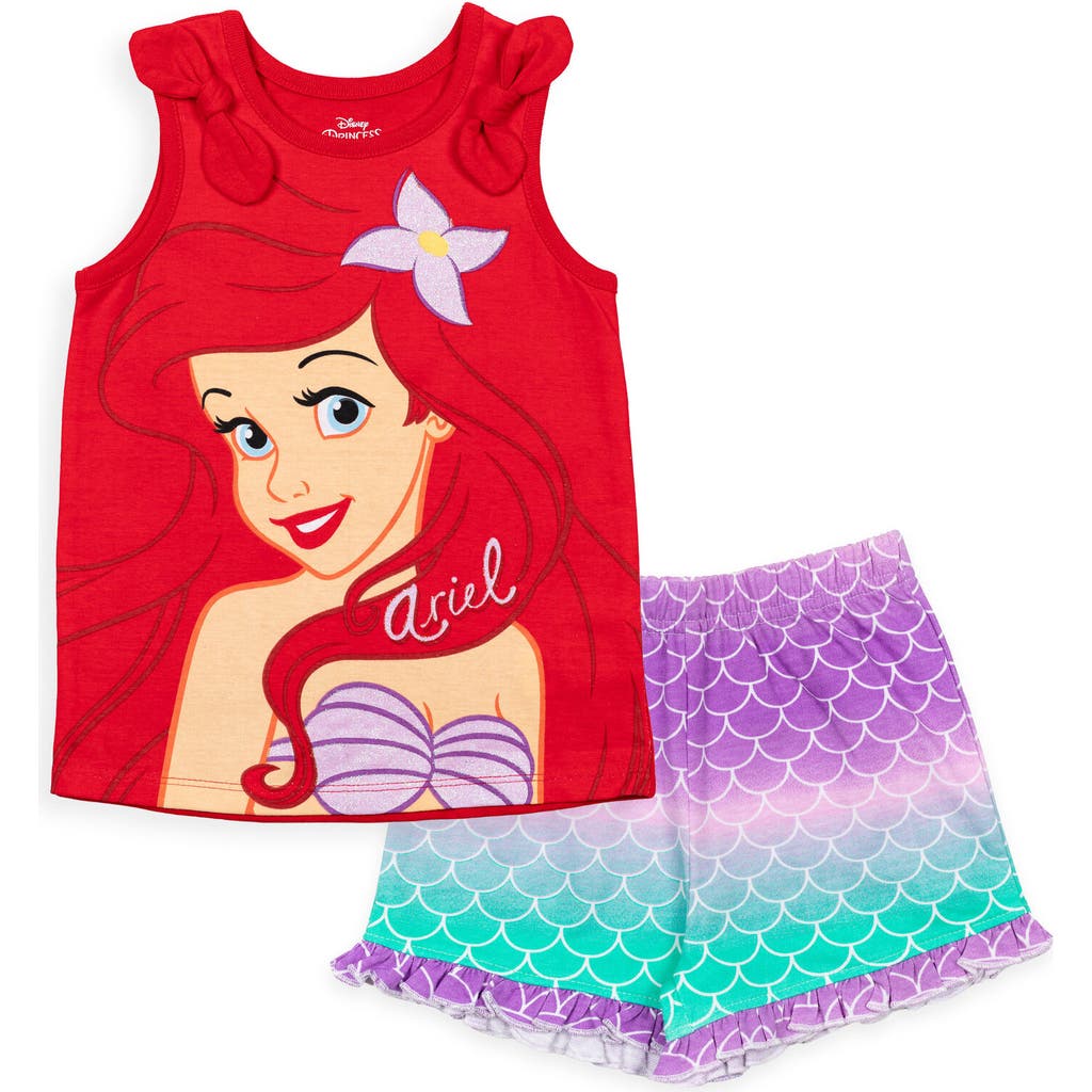Disney Tank Top & French Terry Shorts Set In Red