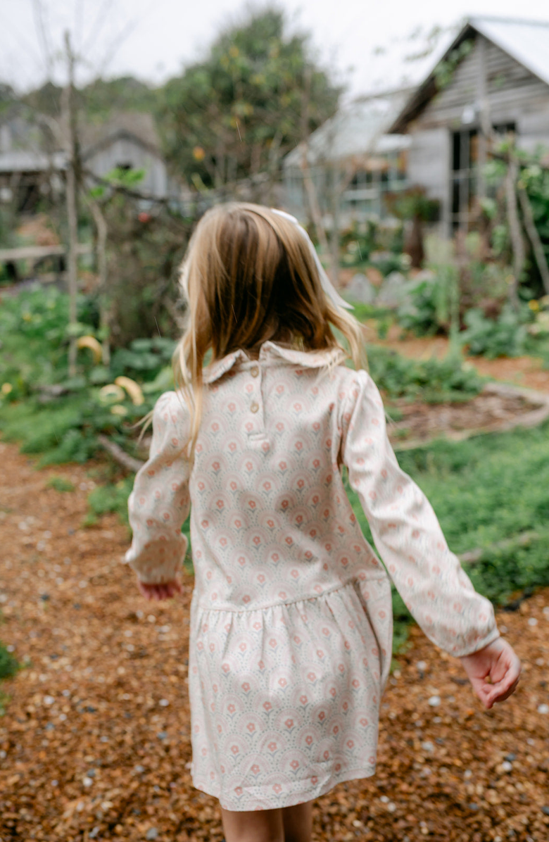 Little Paper Kids Ayla Long Sleeve Retro Floral Dress, Alternate, color, Beige / Pale Pink