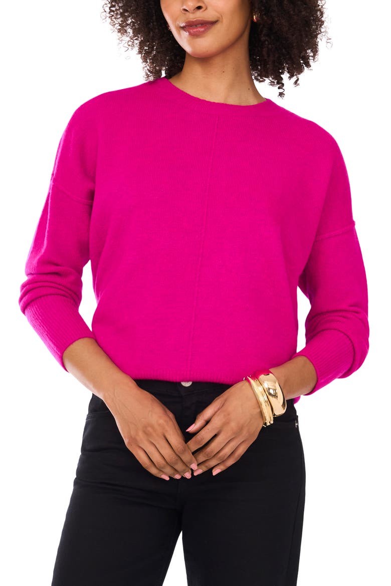 Exposed Seam Crewneck Sweater, Main, color, MAGENTA