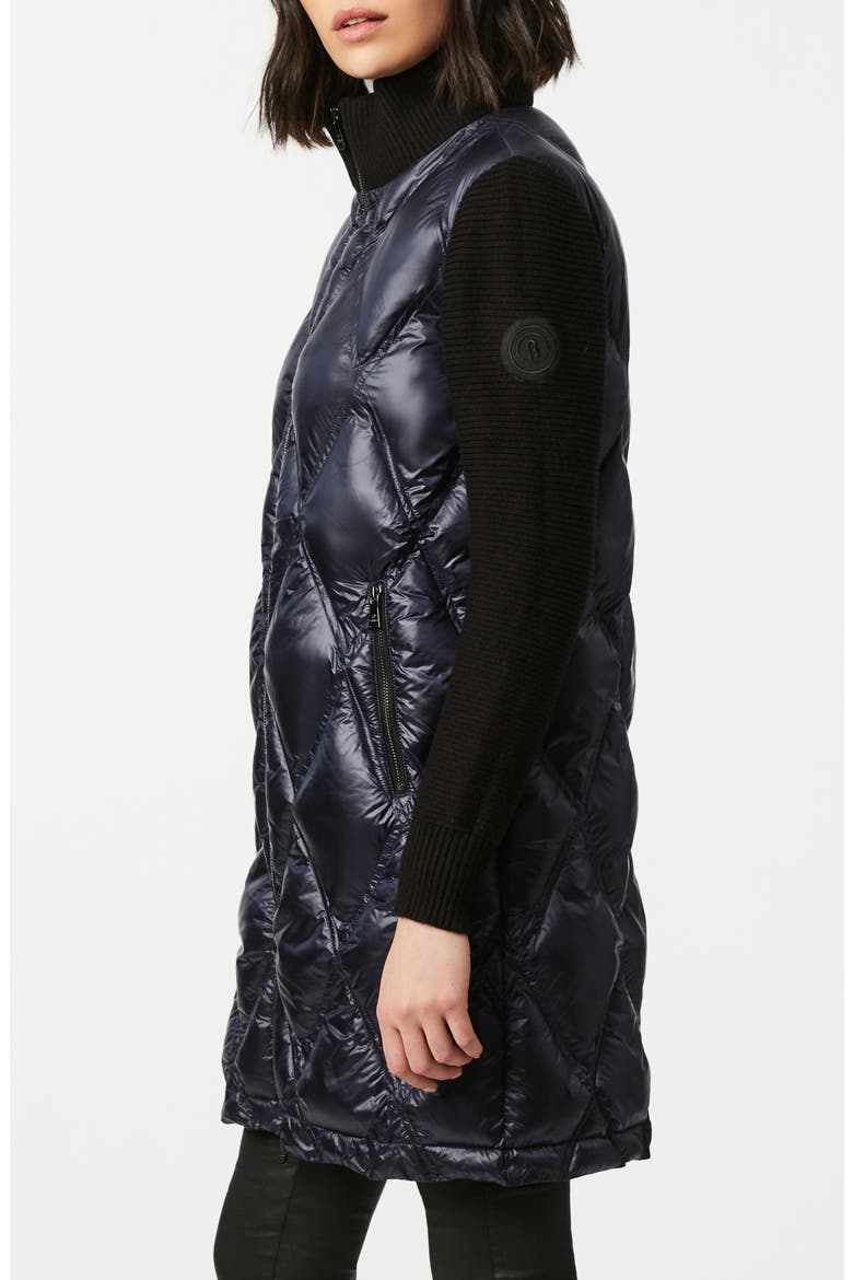 Knit Sleeve Diamond Quilt Puffer Coat, Alternate, color, NAVY