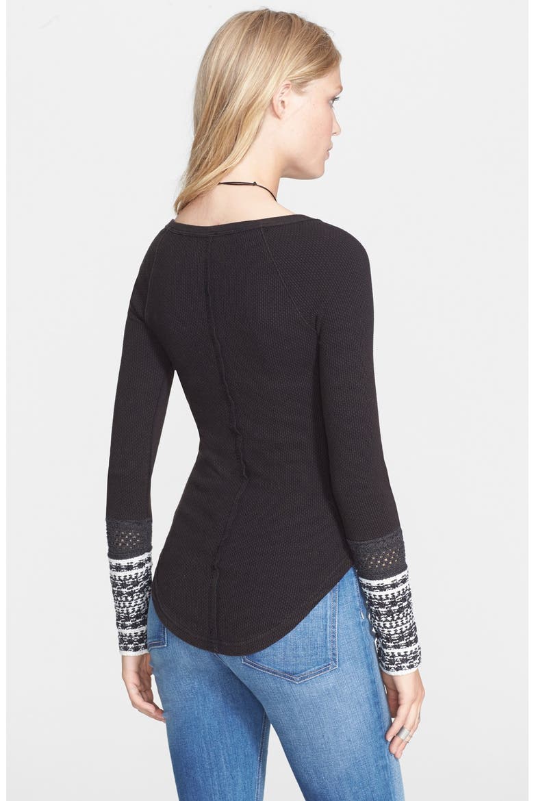 'Newbie' Ski Lodge Cuff Thermal Top, Alternate, color, BLACK