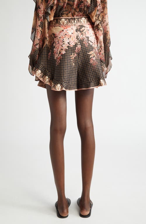 Shop Zimmermann Flutter Tropical Floral Silk & Cotton Shorts In Black Floral