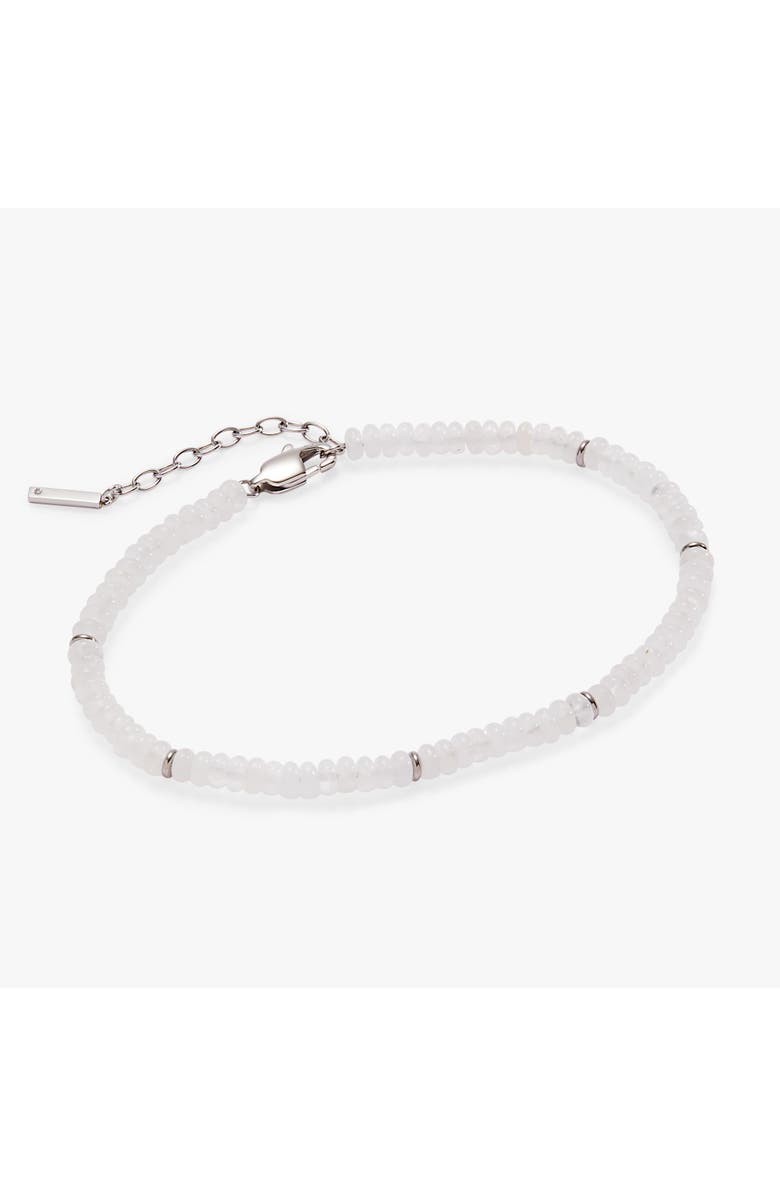 Alex and Ani Clear Quartz Semi-Precious Beaded Anklet, Alternate, color, White/ Silver